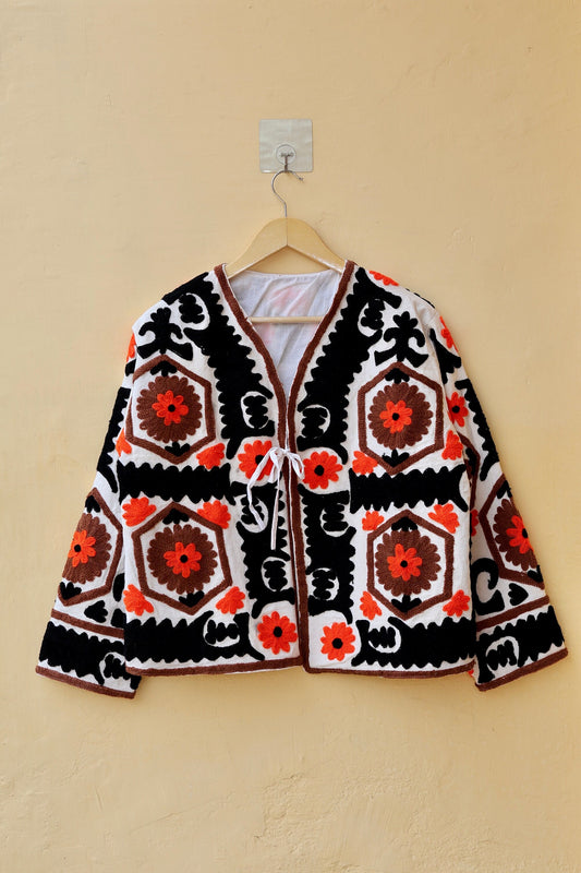 Indian Handmade Suzani Embroidery Jacket, Unique Style Artisan Made Jacket, Floral Women's Coat, New Style Jacket, Boho Suzani, Gift for Her