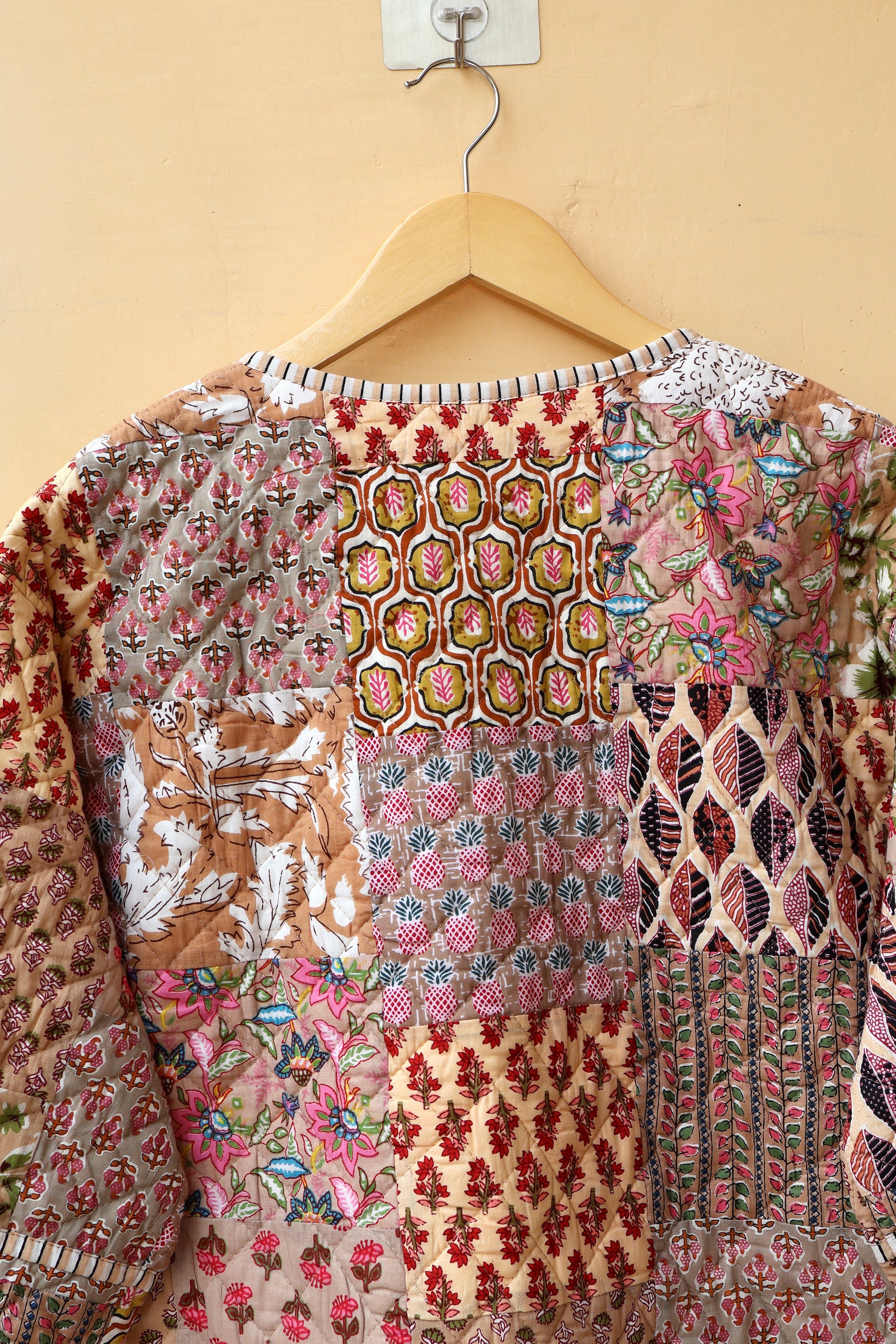 Indian Cotton Kantha Jacket, Vintage Patchwork Women’s Quilted Reversible Coat Kimono Block Printed Boho Style Spring Jacket, Gift for her