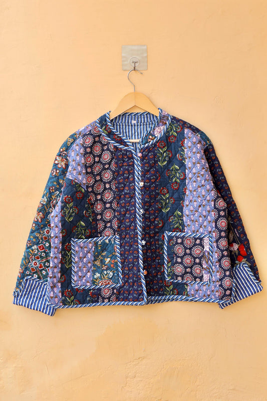 Handmade Cotton Quilted Jacket - Cozy Winter Outerwear, Reversible Handmade Kantha Patchwork Coat Boho Hand Block Short Jacket, Gift for her
