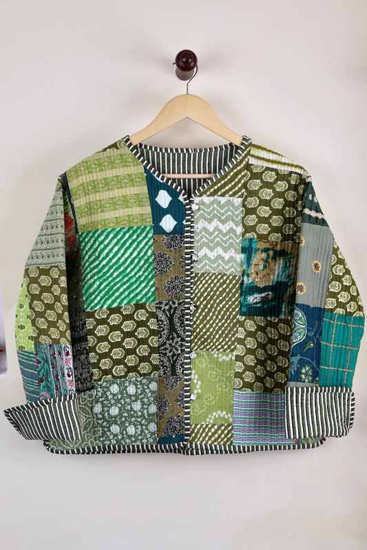 Patchwork HandBlock Printed Quilted Cotton Jackets | Fall Winter Floral Women's Coat | Reversible Bohemian Style Handmade Quilted Jackets