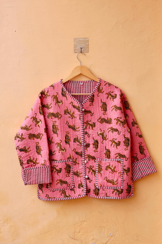 Cotton Handmade Kantha Jacket, Womens Clothing Quilted Reversible Coat, Kimono Indian Hand Printed Vintage Boho Vest Valentines Gift for Her