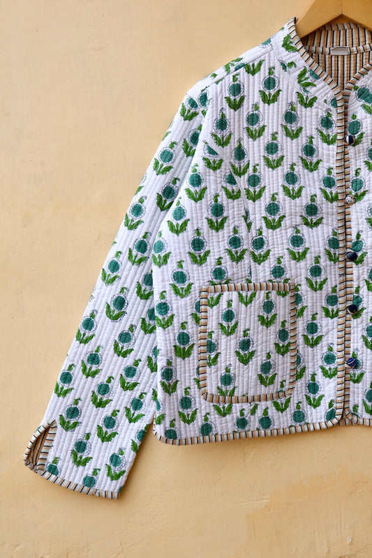 Cotton Handmade Kantha Jacket, Women's Clothing Quilted Reversible Coat, Kimono Indian Hand Printed Vintage Boho Vest Valentine Gift for Her