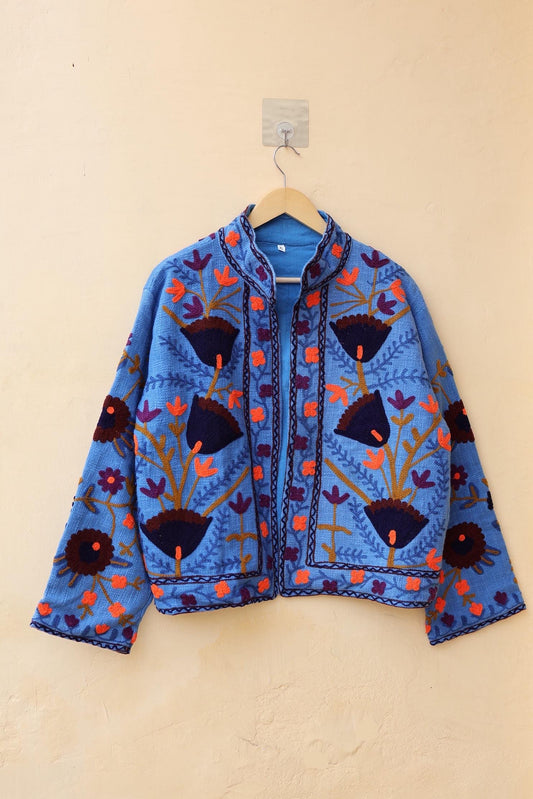Suzani Embroidery Cotton Jacket, Kimono Jacket, Handmade Soft TNT Fabric Jacket, Women's Clothing Coat, Boho Jacket, Valentines Gift for Her