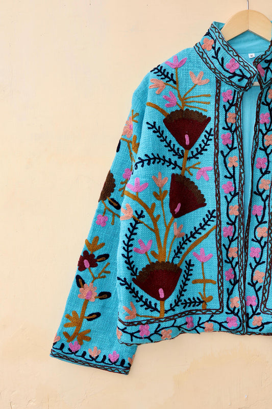 Suzani Embroidery Cotton Jacket, Kimono Jacket, Handmade Soft TNT Fabric Jacket, Women's Clothing Coat, Boho Jacket, Valentines Gift for Her