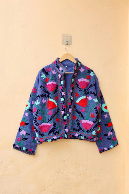 Suzani Embroidery Cotton Jacket, Kimono Jacket, Handmade Soft TNT Fabric Jacket, Women's Clothing Coat, Boho Jacket, Valentines Gift for Her