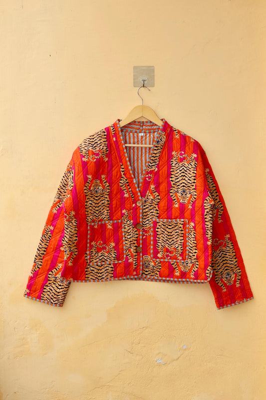 Cotton Quilted Jacket V-Neck New Style Spring Kantha Jacket Hand Block Print Floral Indian Women's Clothing Coat, Bohemian Jacket for Her