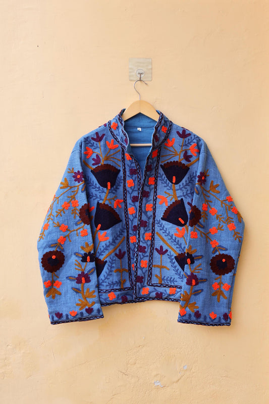 Suzani Embroidery Cotton Jacket, Kimono Jacket, Handmade Soft TNT Fabric Jacket, Women's Clothing Coat, Boho Jacket, Valentines Gift for Her