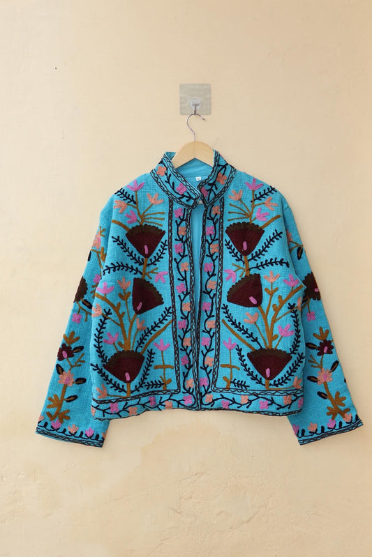 Suzani Embroidery Cotton Jacket, Kimono Jacket, Handmade Soft TNT Fabric Jacket, Women's Clothing Coat, Boho Jacket, Valentines Gift for Her