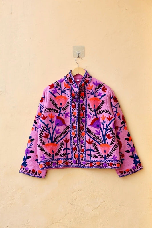 Suzani Embroidery Cotton Jacket, Kimono Jacket, Handmade Soft TNT Fabric Jacket, Women's Clothing Coat, Boho Jacket, Valentines Gift for Her