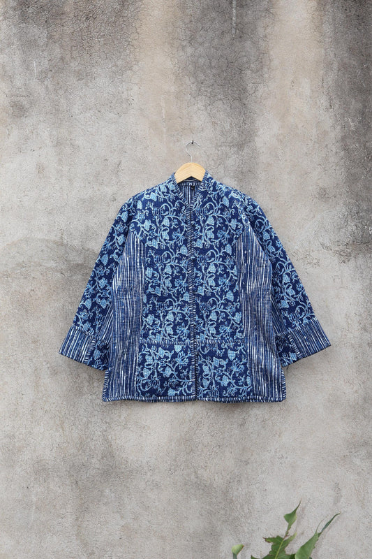 Trendy Cotton Handmade Kantha Quilted Jacket, Reversible Women's Soft Coat, Kimono Indian Vintage Boho Robe, Spring Jacket Gift for Her
