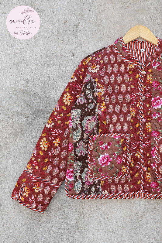 Handmade Quilted Cotton Jacket, Patchwork Women's Reversible Coat, Kimono Vintage Indian Boho Fall Jacket, Spring Jacket Gift for Her