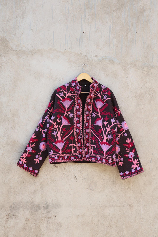 Suzani Embroidery Cotton Jacket, Kimono Jacket, Handmade Soft TNT Fabric Jacket, Women's Clothing Coat, Boho Jacket, Spring Gift for Her