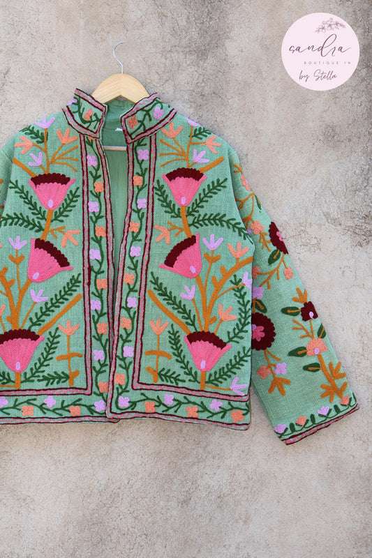 Suzani Embroidery Cotton Jacket, Kimono Jacket, Handmade Soft TNT Fabric Jacket, Women's Clothing Coat, Boho Jacket, Spring Gift for Her