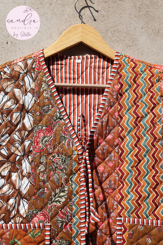 Handmade Cotton Quilted Vest, Vintage Indian Patchwork Kimono Gilet, New Style Women's Outerwear Waistcoat, Boho Spring Jacket Gift for Her