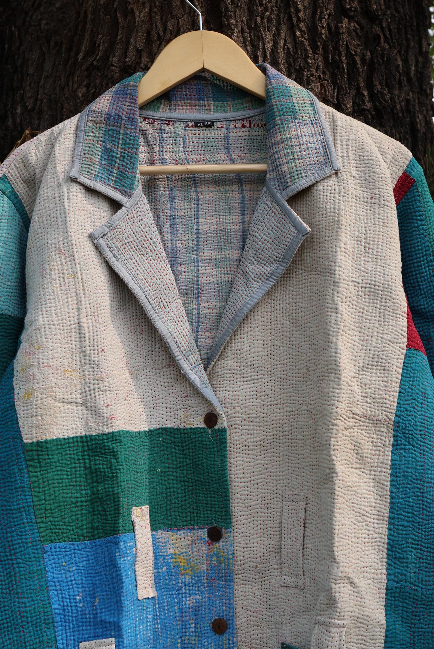 Handmade Vintage Kantha Quilt Coat for Women - Unique Bohemian Outerwear from Recycled Indian Quilts, One-off Ethnic style Up-Cycled Jacket