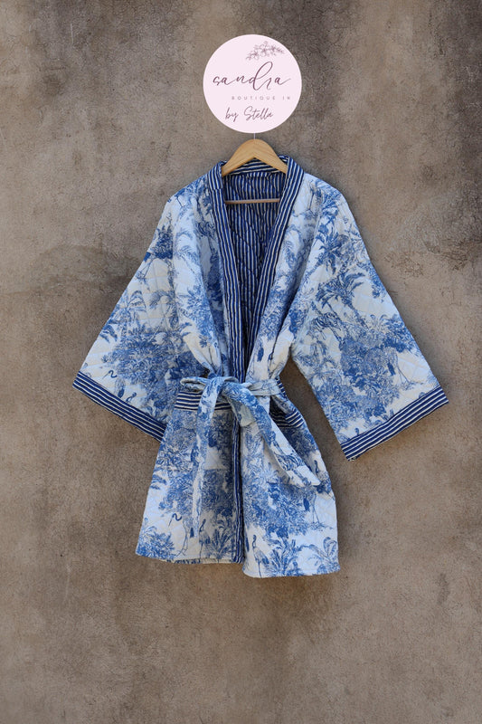 Indian Handmade Cotton Quilted Jacket, Vintage Free Size Cotton Quilted Overcoat Kimono Women's Bohemian Long Coat with Belt, Gift for Her