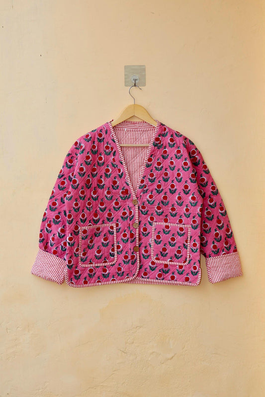 Vintage Handmade Indian Cotton Kantha Patchwork Quilted Jacket & Coat Block print Women's Reversible Clothing Kimono, Spring Fashion Jacket