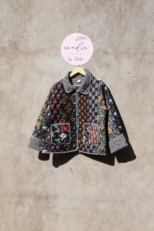 Indian Handmade Quilted Cotton Jacket, Patchwork Women's Reversible Coat, Kimono Vintage Boho Fall Jacket, Spring Jacket Gift for Her