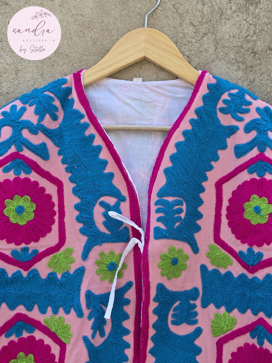 Indian Handmade Suzani Embroidery Jacket, Unique Style Artisan Made Jacket, Floral Women's Coat, New Style Jacket, Boho Suzani, Gift for Her