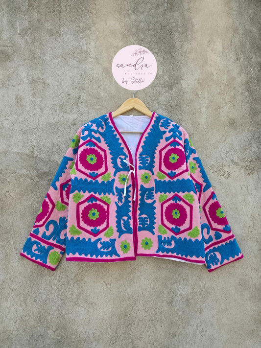 Indian Handmade Suzani Embroidery Jacket, Unique Style Artisan Made Jacket, Floral Women's Coat, New Style Jacket, Boho Suzani, Gift for Her