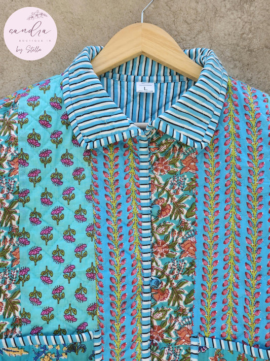 Indian Handmade Patchwork Cotton Quilted Jacket, Vintage New Style Cotton Quilted Jacket, Reversible Women's Boho Coat, Gift for Her