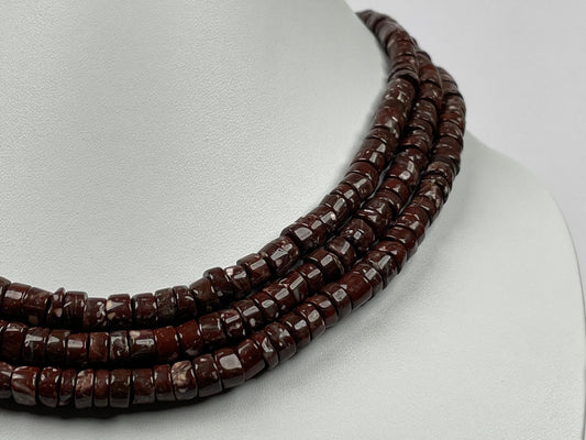 Natural Brown Chert, Heishi Tyre Beads, 63.5mm, AAA+ Quality, 18'' INCH Strand, Beaded Necklace