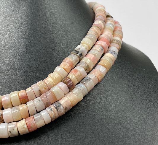 Natural Pink Opal, Heishi Tyre Beads, 84mm, AAA+ Quality, 18'' INCH Strand, Beaded Necklace