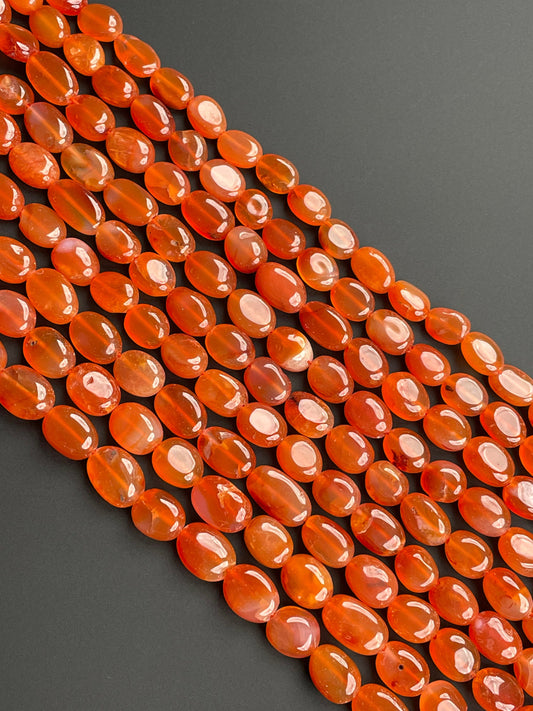 Natural Red Carnelian Oval Beads 8×10-9×11mm AAA+ 18'' Inch Strand