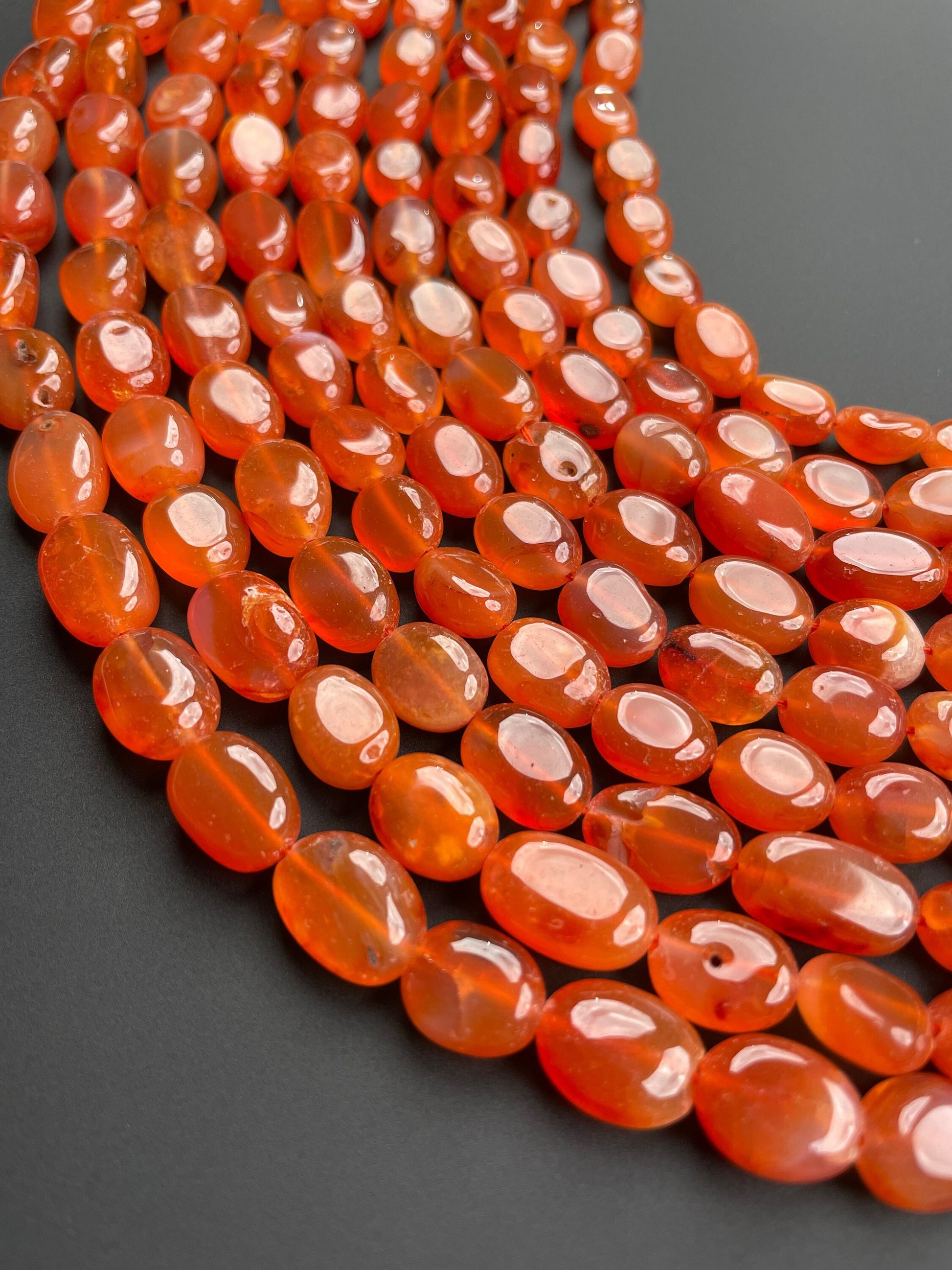 Natural Red Carnelian Oval Beads