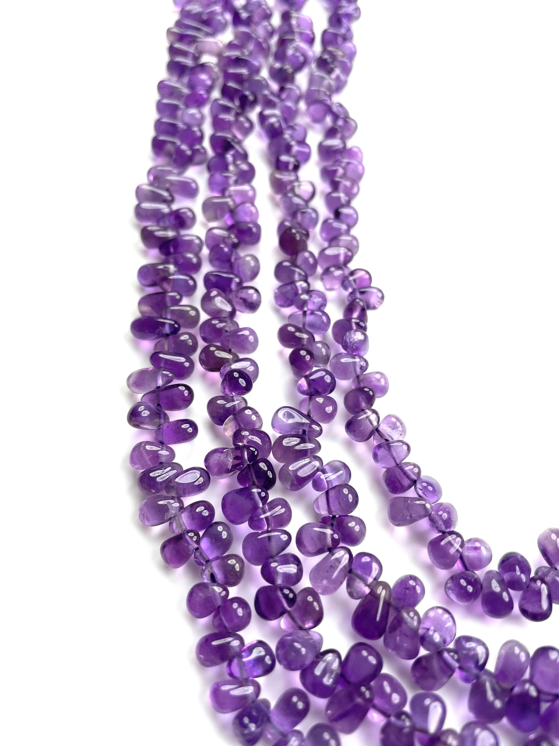 Natural Amethyst Teardrops Beads