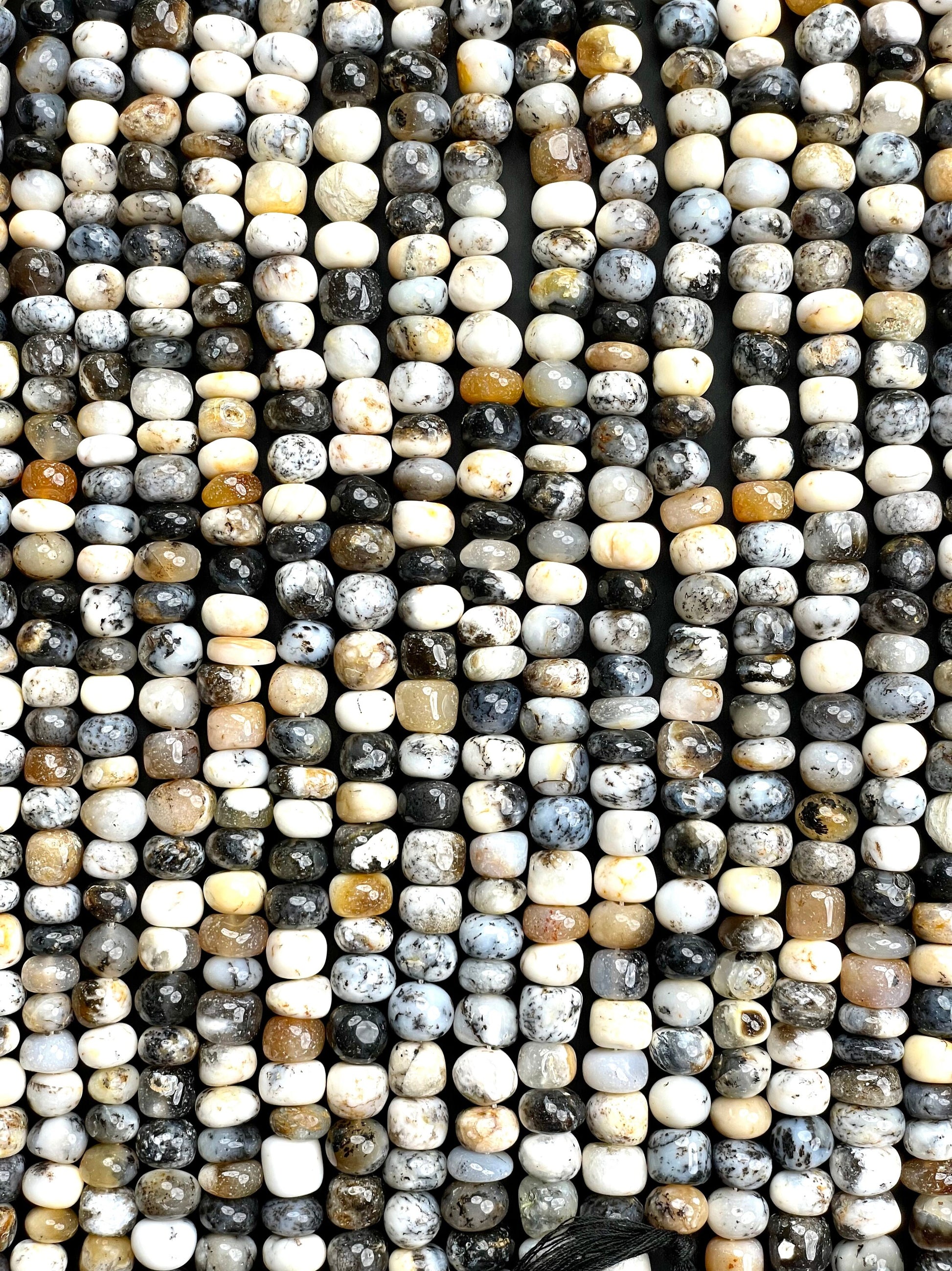 Dendrite Opal Rondelle Beads