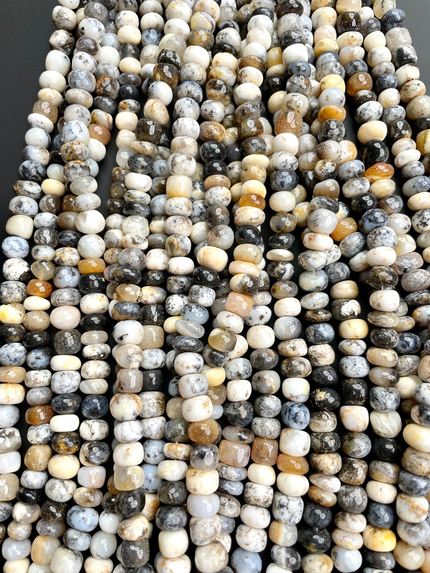 Dendrite Opal Rondelle Beads