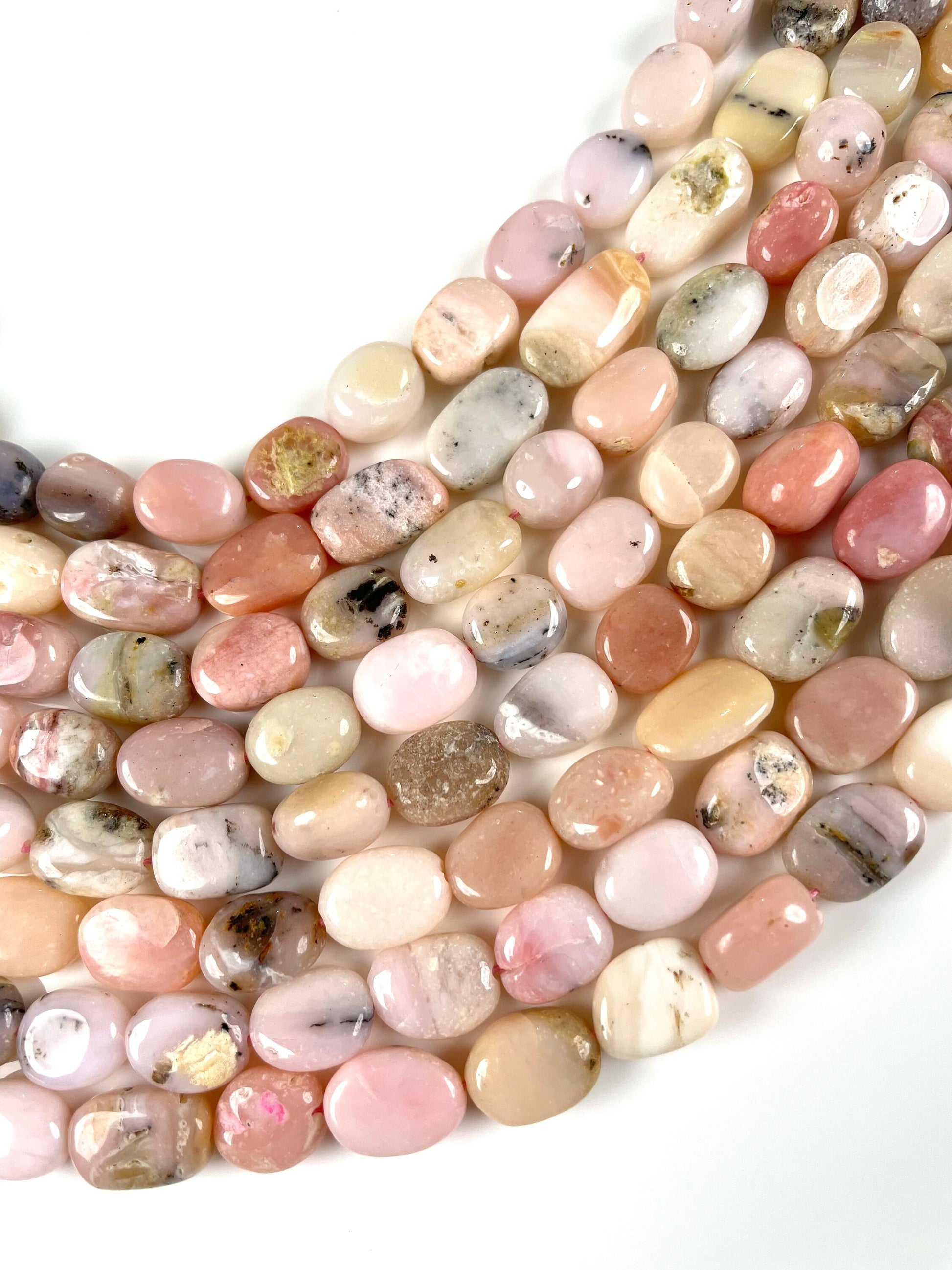 Pink Opal Oval Beads