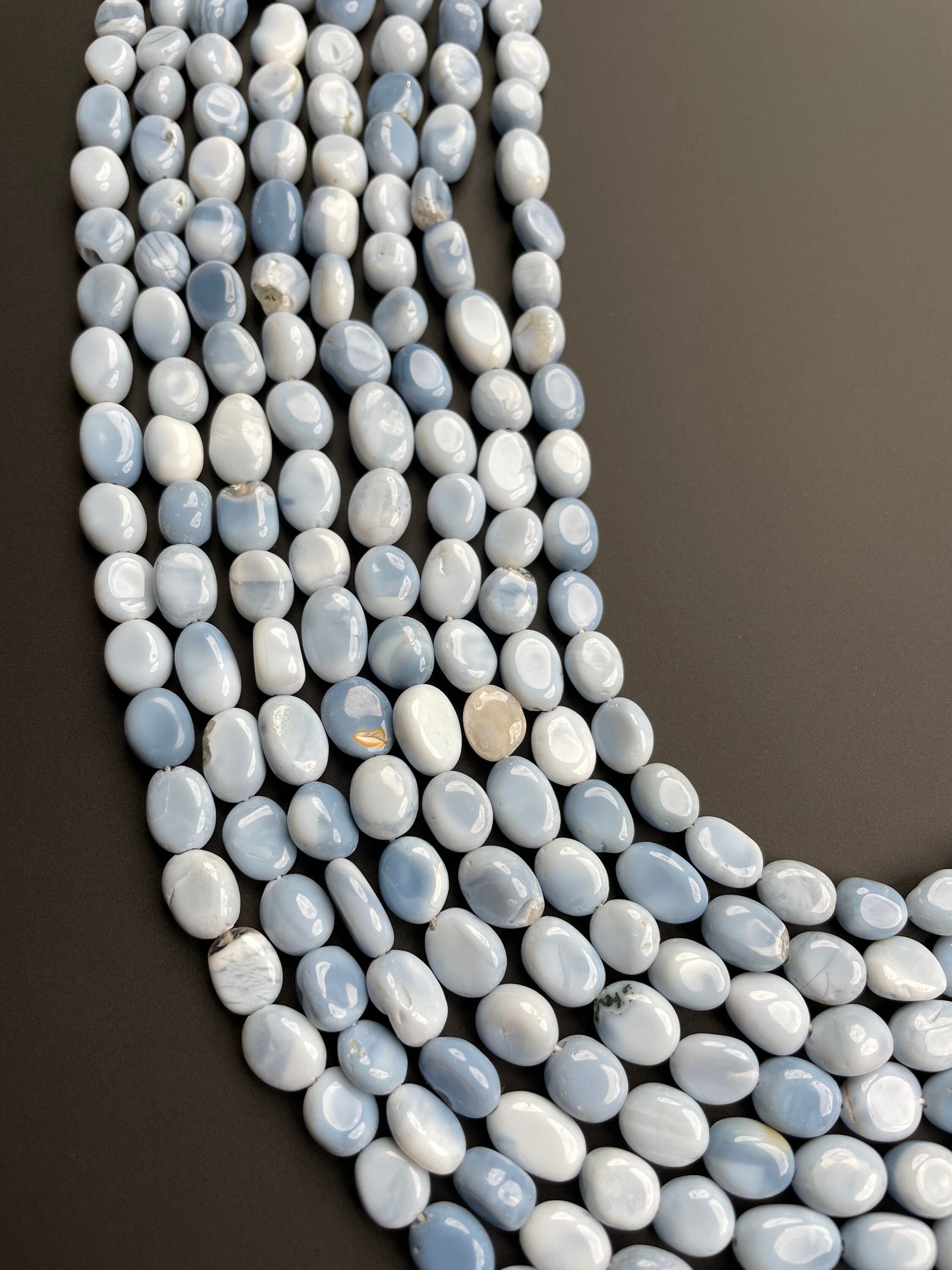 Natural Blue Opal Oval Beads