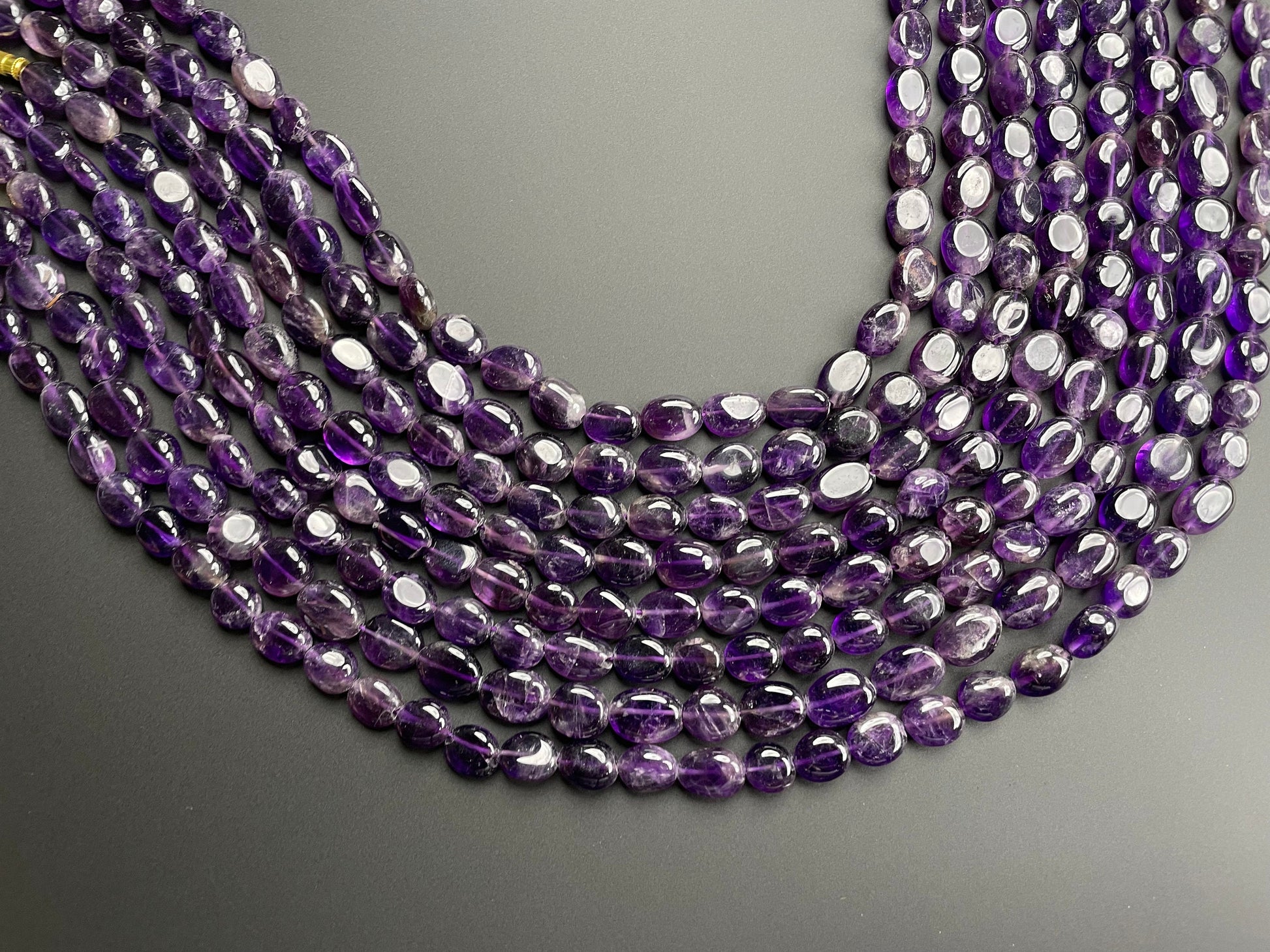 Natural Amethyst Oval Beads