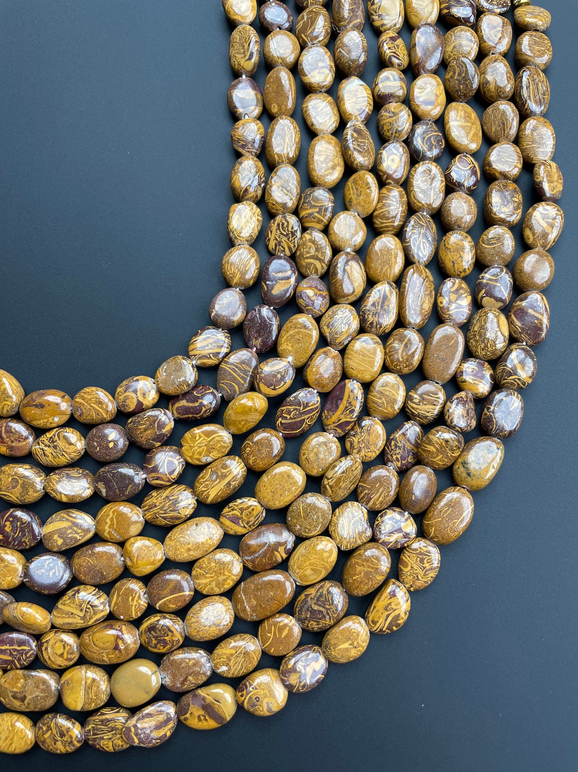 Brown Mariam Elephant Skin Jasper Oval Beads