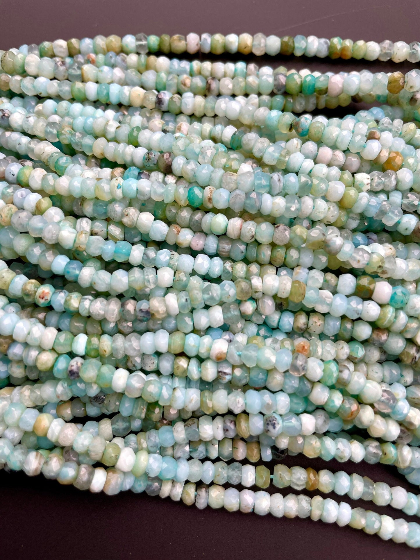 Opal Micro Faceted Rondelle Beads