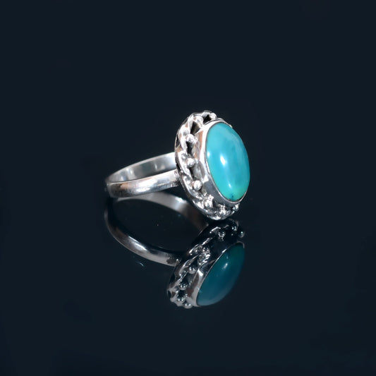 Turquoise ring, 92.5% Sterling Silver Ring  Boho Style Silver Ring