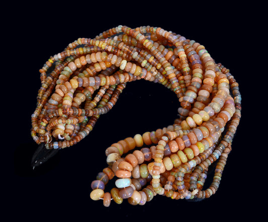AAA+ Natural Brown Ethiopian Opal Smooth Rondelle Beads Multi Fire Ethiopian Opal