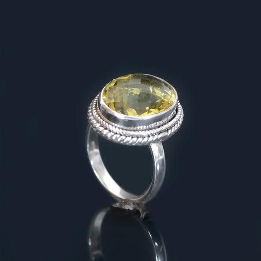 Lemon Quartz Women's 925 Sterling Silver Ring, Women's Handmade Jewelry