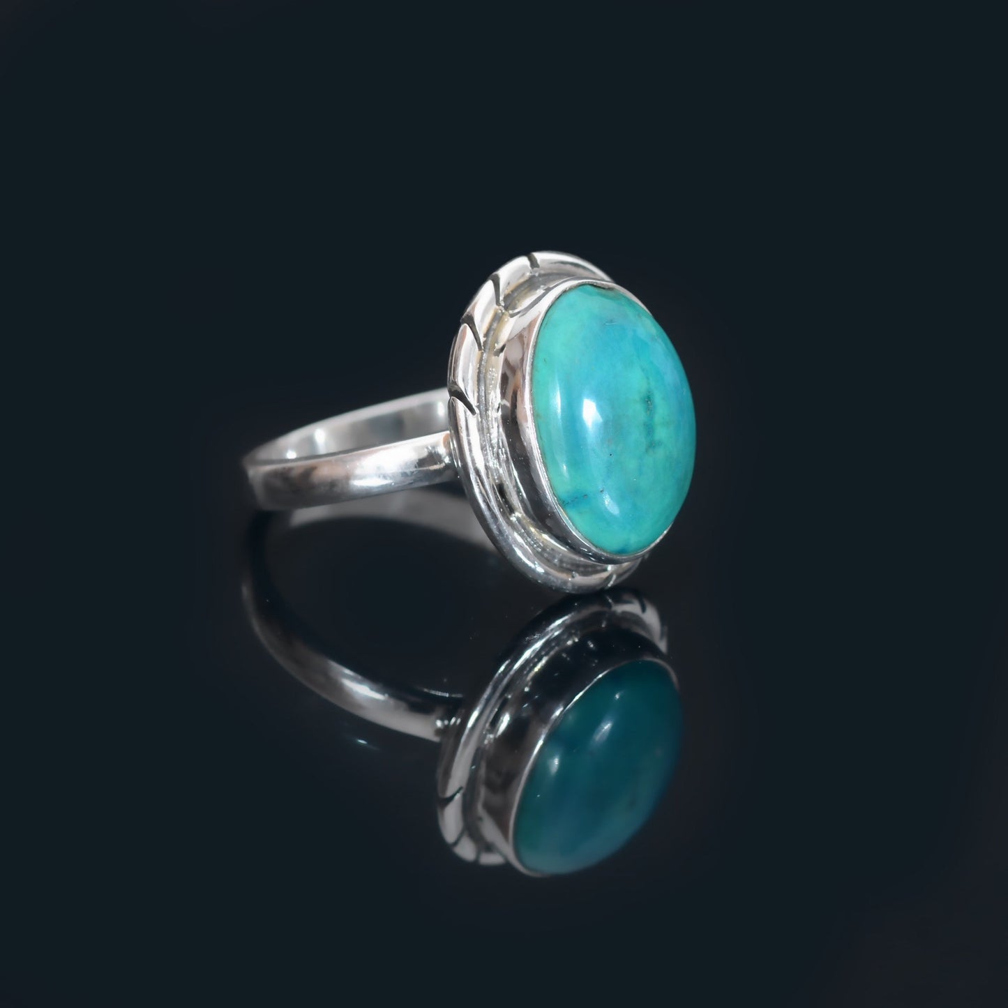 Sterling Silver Ring Handmade Turquoise Oval Ring