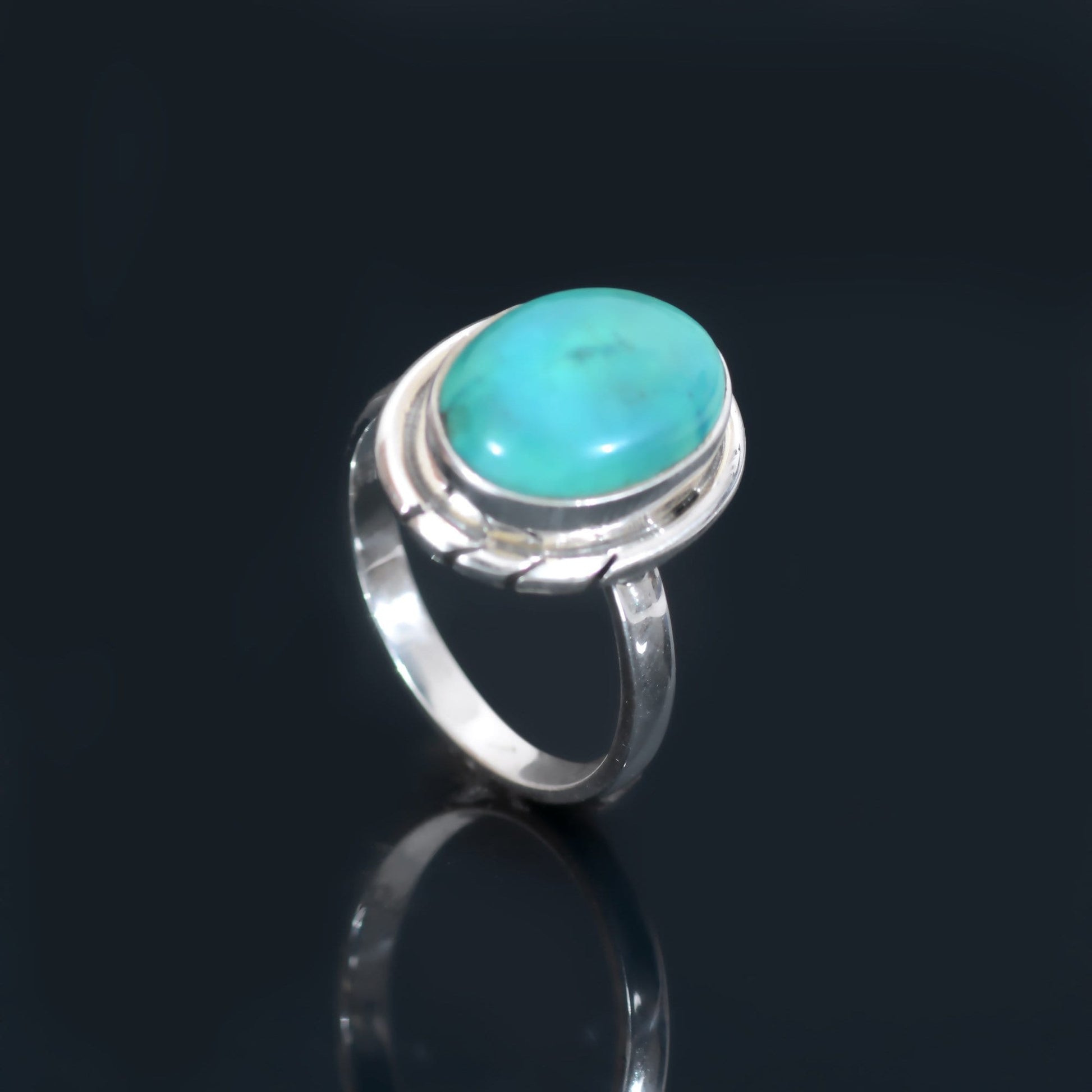 Sterling Silver Ring Handmade Turquoise Oval Ring