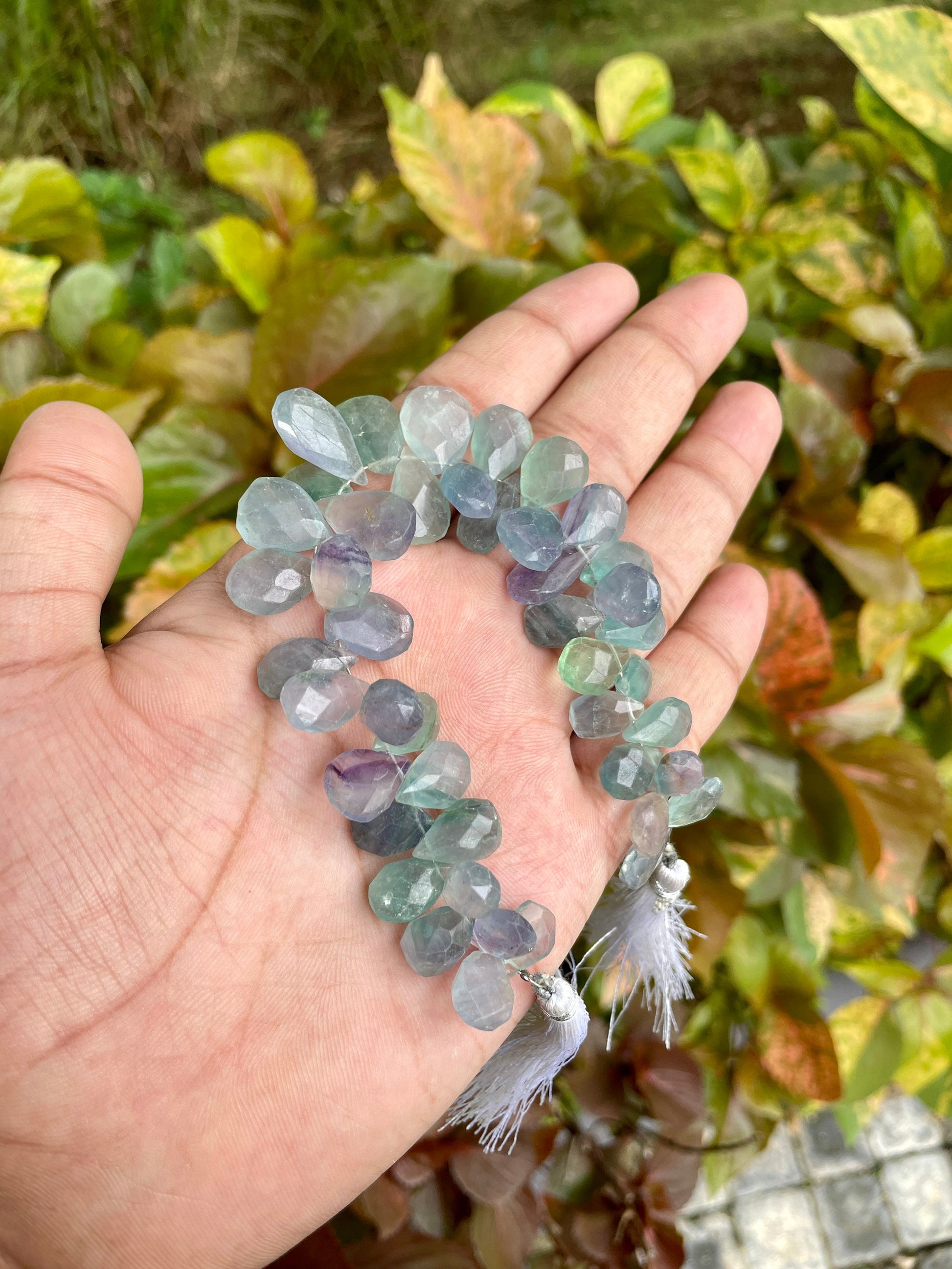 Fluorite Faceted Briolette’s Beads