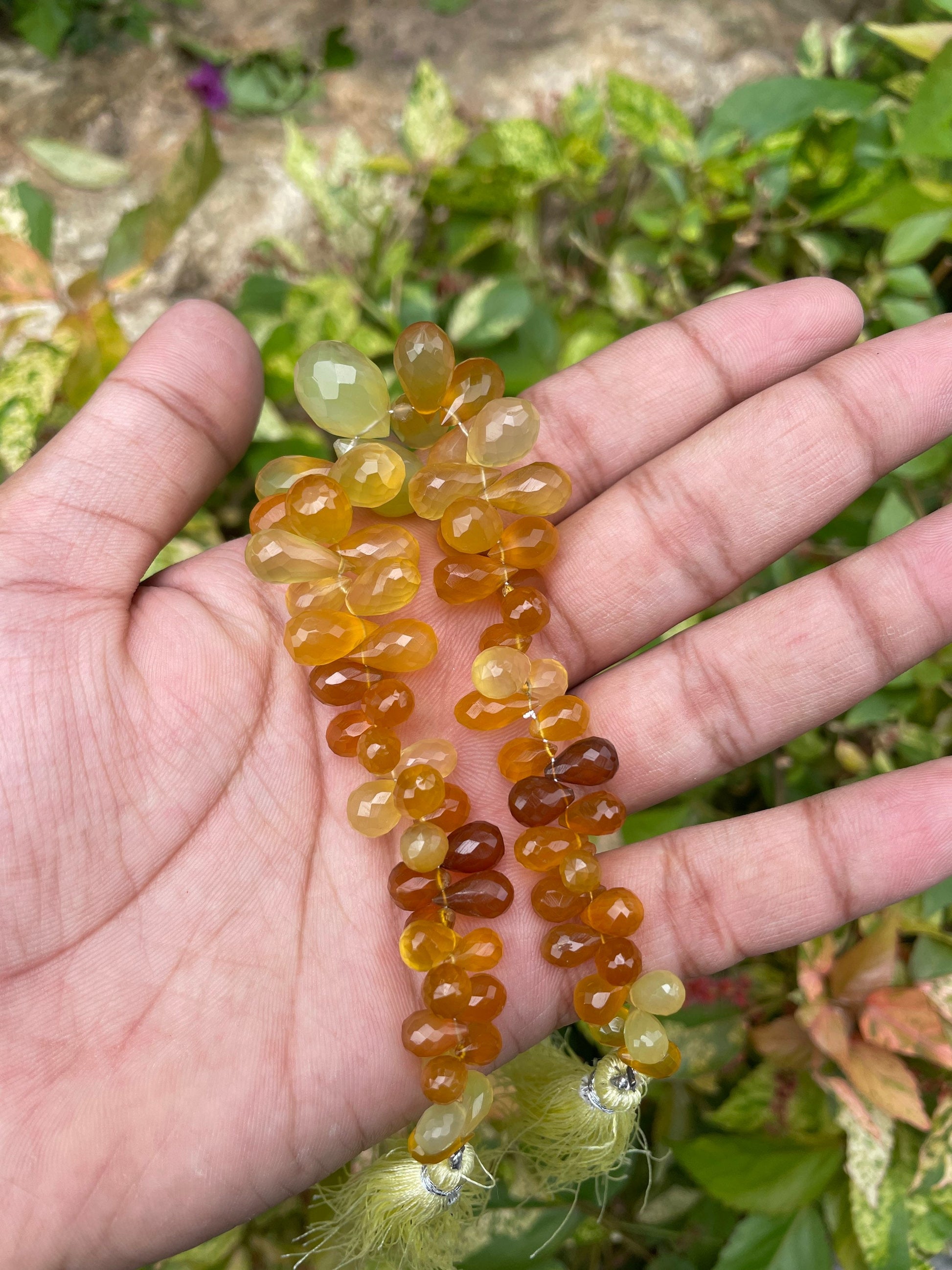 Yellow Onyx Faceted Briolette Beads