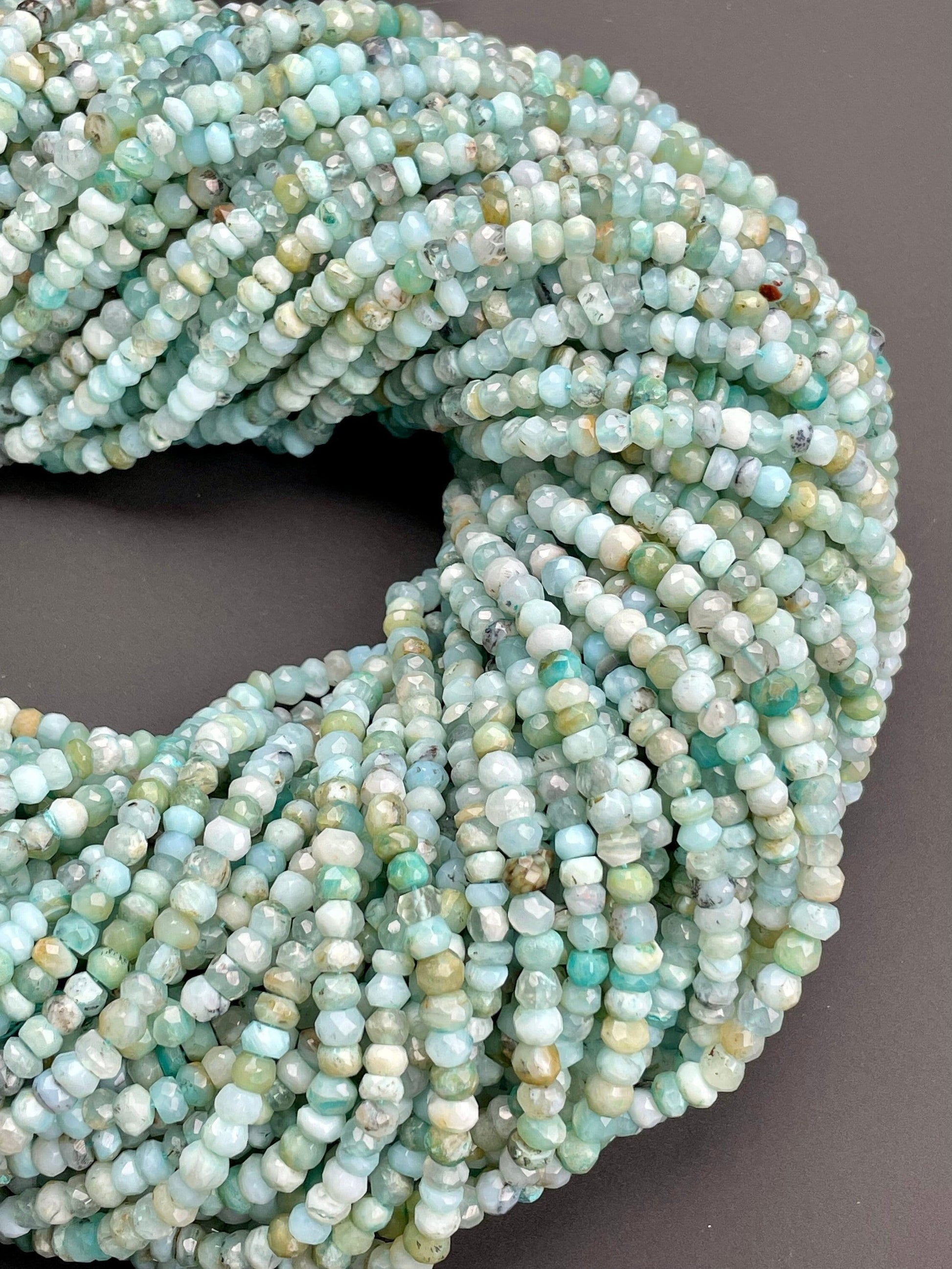Opal Micro Faceted Rondelle Beads