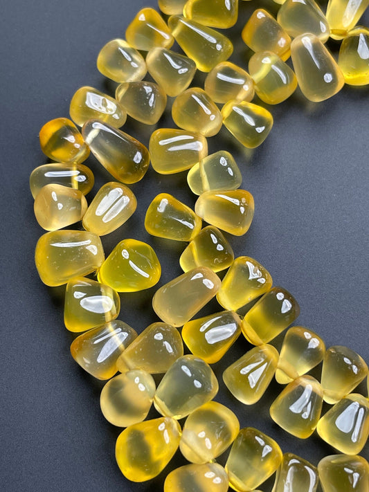 Natural Yellow Onyx Teardrop Briolette Smooth Beads, AAA+ Quality, Onyx Beads, 18 Inch Strand
