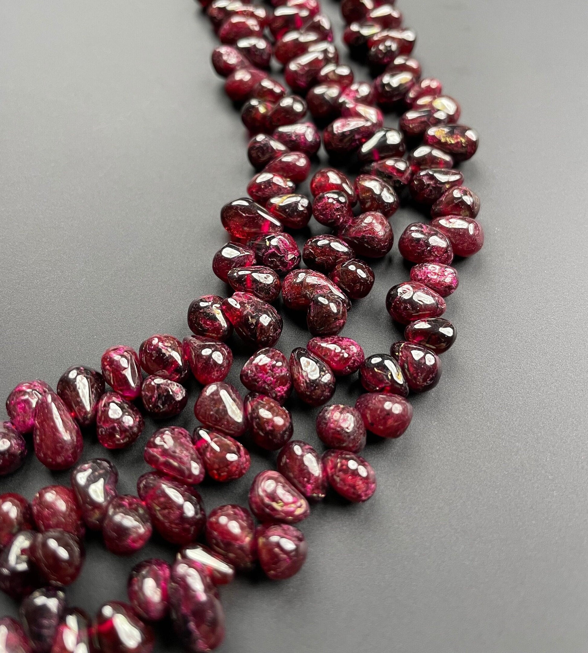 Red Garnet Teardrop Beads