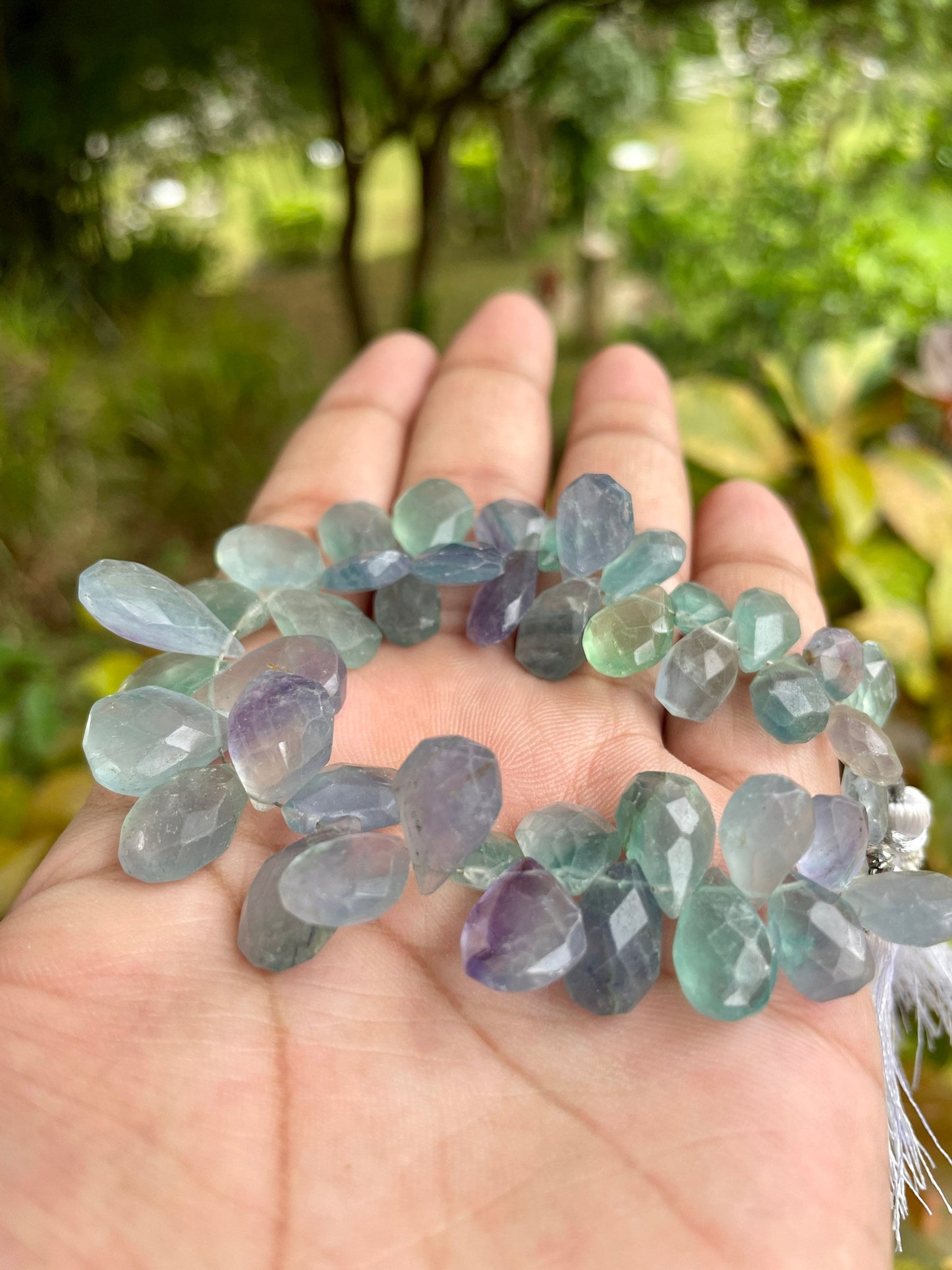 Fluorite Faceted Briolette’s Beads