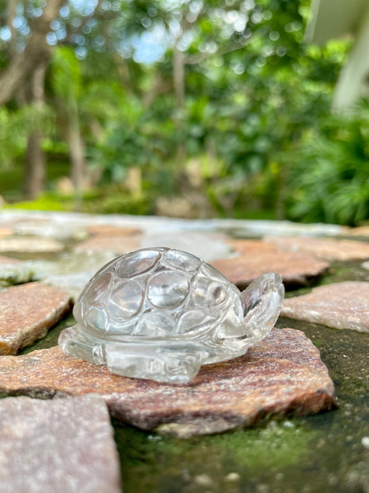 Clear Quartz Crystal Turtle, Hand carved Crystal Healing Turtle