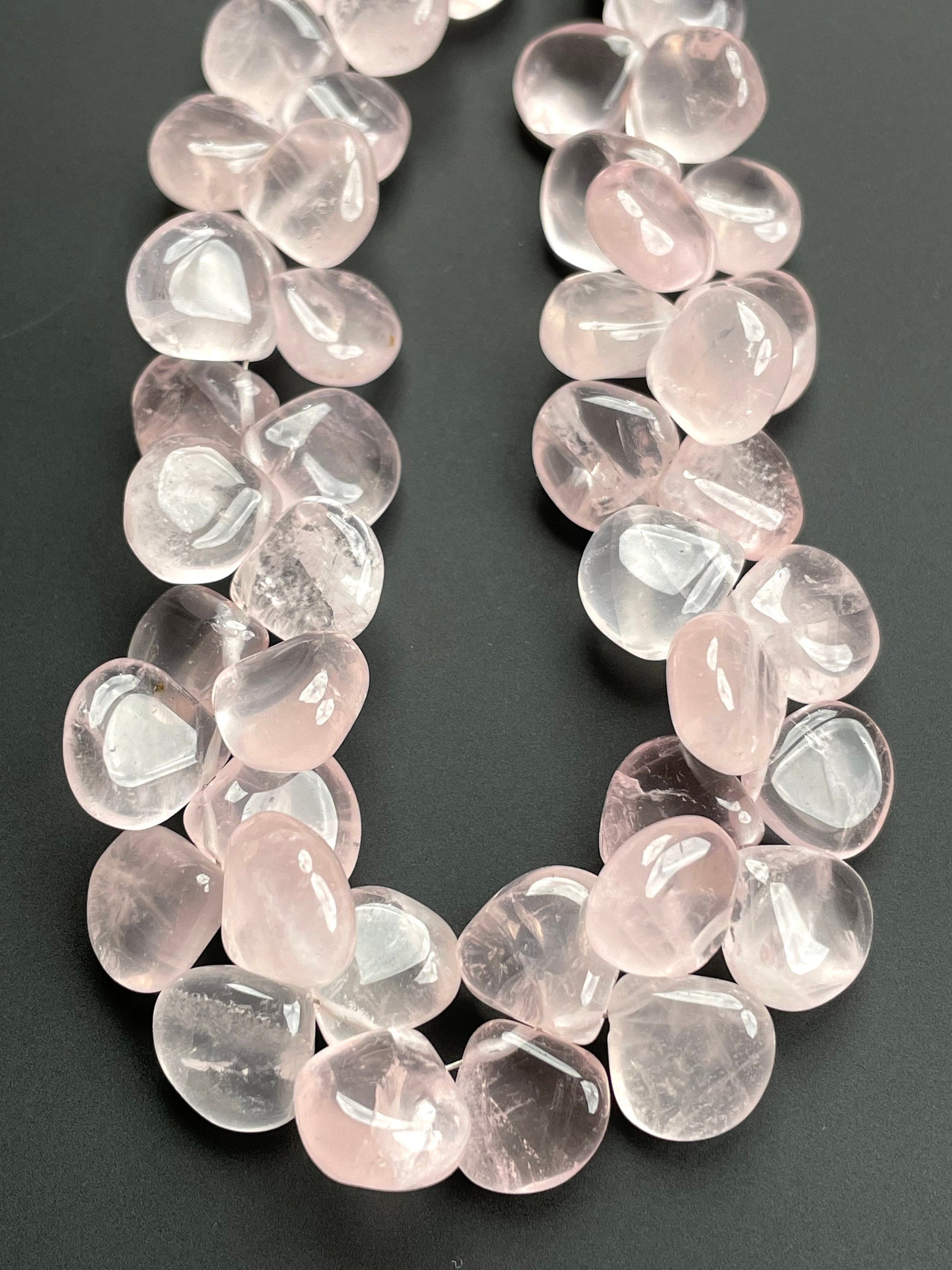 Rose Quartz Heart Shaped Briolette Beads